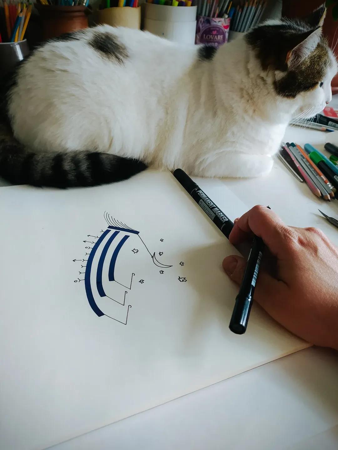 Nyusya Watching Artist Draw
