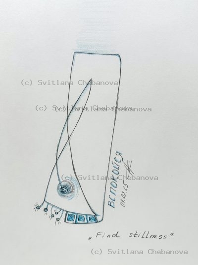 Angel artwork Day 35 - Gray pencil blue accents vertical dress robe form