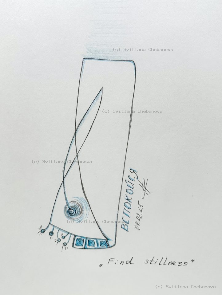 Angel artwork Day 35 - Gray pencil blue accents vertical dress robe form