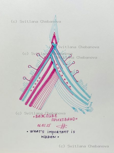 Angel artwork Day 37 - Pink magenta cyan marker symmetrical A-frame stripes