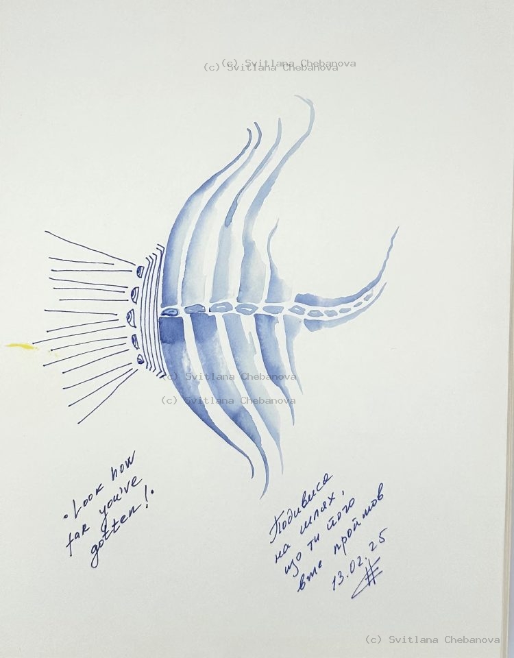 Angel artwork Day 44 - Blue watercolor flowing shell wing tentacles radiating