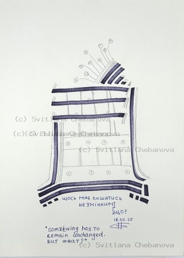 Angel artwork Day 49 - Blue pen woven basket building structure buttons