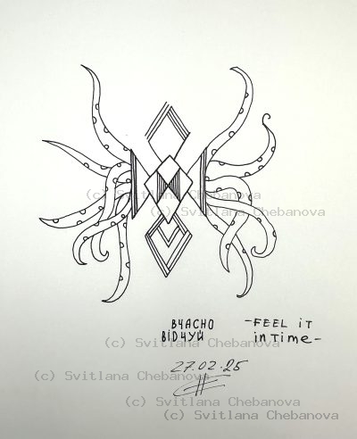 Angel artwork Day 58 - Black pen geometric diamond octopus tentacles