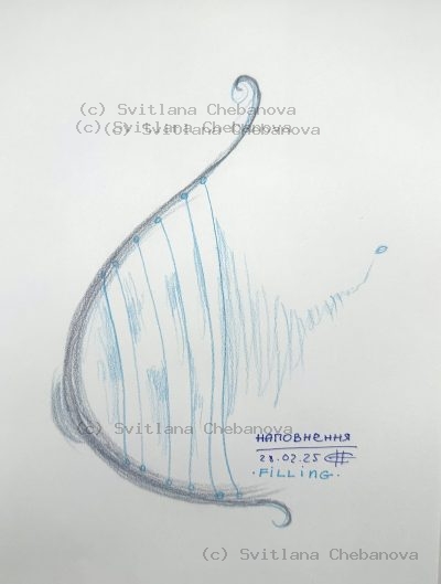 Angel artwork Day 59 - Blue gray pencil delicate leaf wing curled stem