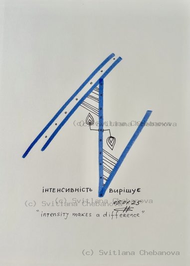 Angel artwork Day 5 - Blue marker angular A shape with geometric stripes