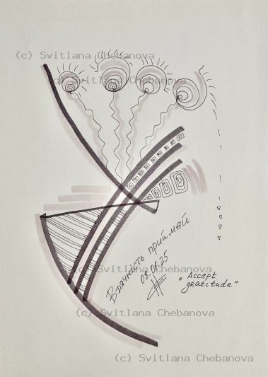 Angel artwork Day 8 - Brown sepia pen abstract form with spiral elements