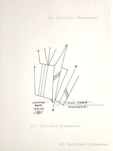 Angel artwork Day 13 - Black pen abstract vertical forms with circles