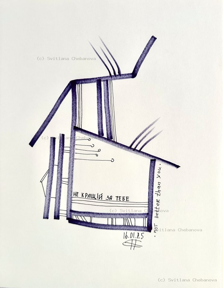 Angel artwork Day 16 - Blue purple pen angular house-like structure