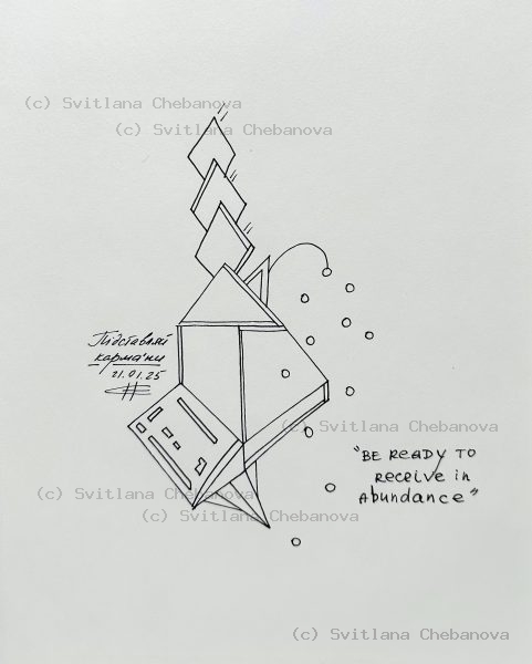 Angel artwork Day 21 - Black pen geometric crystal diamond shapes with bubbles