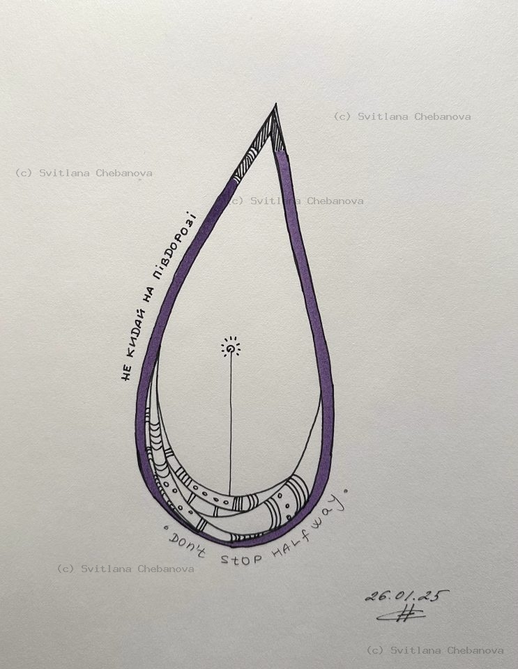 Angel artwork Day 26 - Purple violet pen teardrop loop decorative patterns