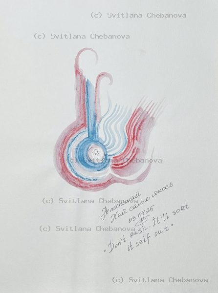 Angel artwork Day 93 - Pink rose blue watercolor flower shell circular petal curves