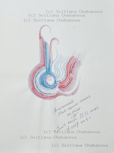 Angel artwork Day 93 - Pink rose blue watercolor flower shell circular petal curves