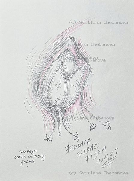 Angel artwork Day 107 - Pencil flower bud shell pink rose shading small birds