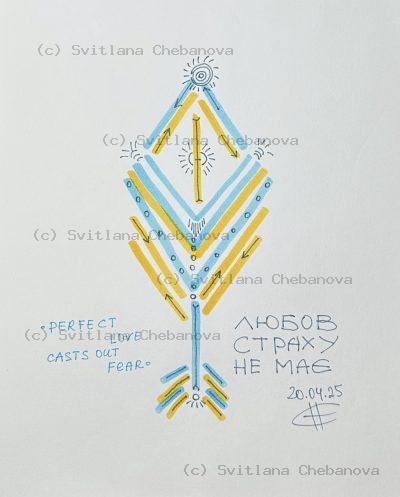 Angel artwork Day 110 - Blue yellow pen marker symmetrical diamond arrow spiral sun