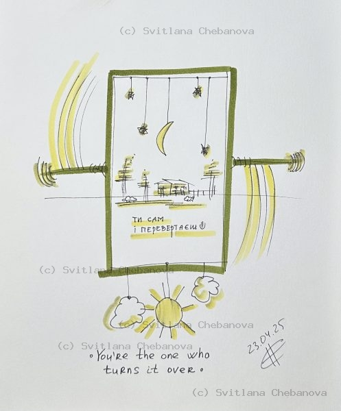 Angel artwork Day 113 - Olive green pen marker picture frame window night moon sun