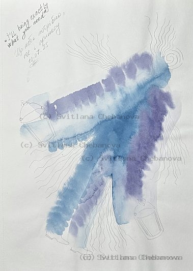 Angel artwork Day 191 - Blue purple watercolor flowing vessels cups provision