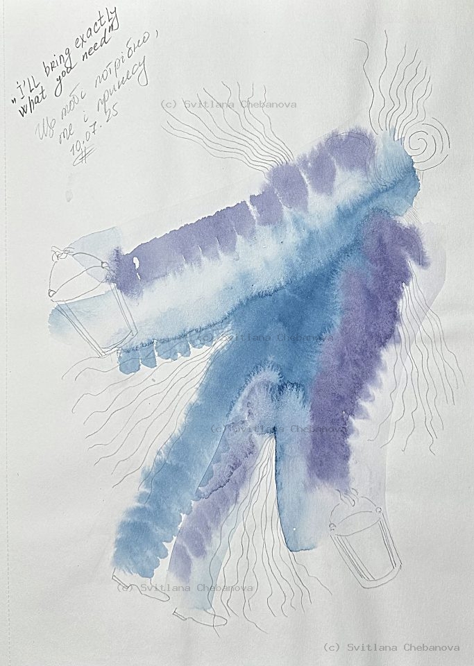 Angel artwork Day 191 - Blue purple watercolor flowing vessels cups provision