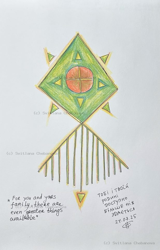 Angel artwork Day 205 - Green colored pencil geometric diamond orange circle dreamcatcher