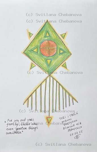 Angel artwork Day 205 - Green colored pencil geometric diamond orange circle dreamcatcher