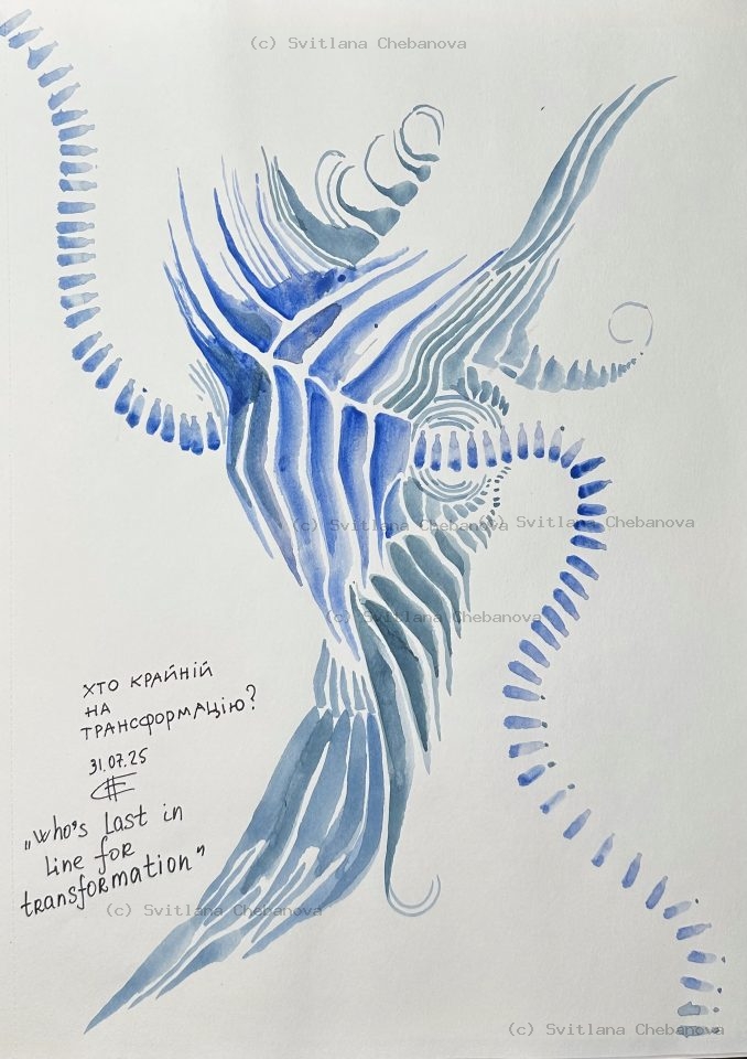 Angel artwork Day 212 - Vibrant blue watercolor dynamic dancing figure transformation