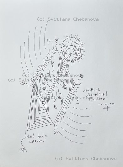 Angel artwork Day 158 - Red blue pen dragon seahorse crosshatching cautionary beauty