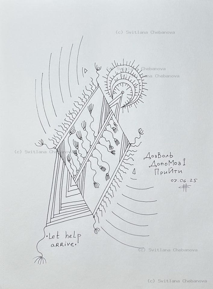 Angel artwork Day 158 - Red blue pen dragon seahorse crosshatching cautionary beauty