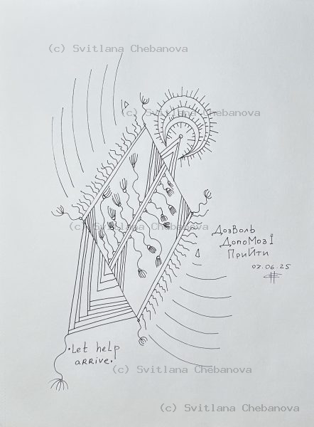 Angel artwork Day 158 - Red blue pen dragon seahorse crosshatching cautionary beauty