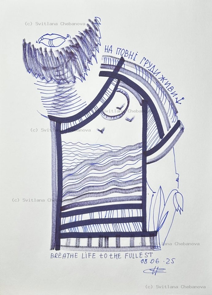 Angel artwork Day 159 - Blue pink colored pencil crystalline stars teardrops connection