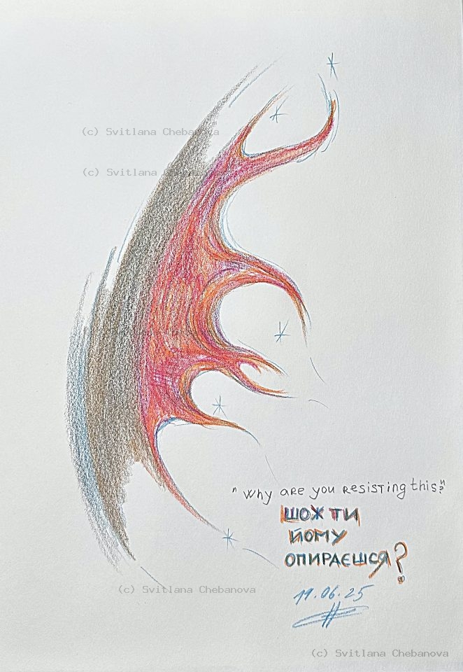 Angel artwork Day 162 - Colored pencil fragmented sun yellow rays triangular shards healing