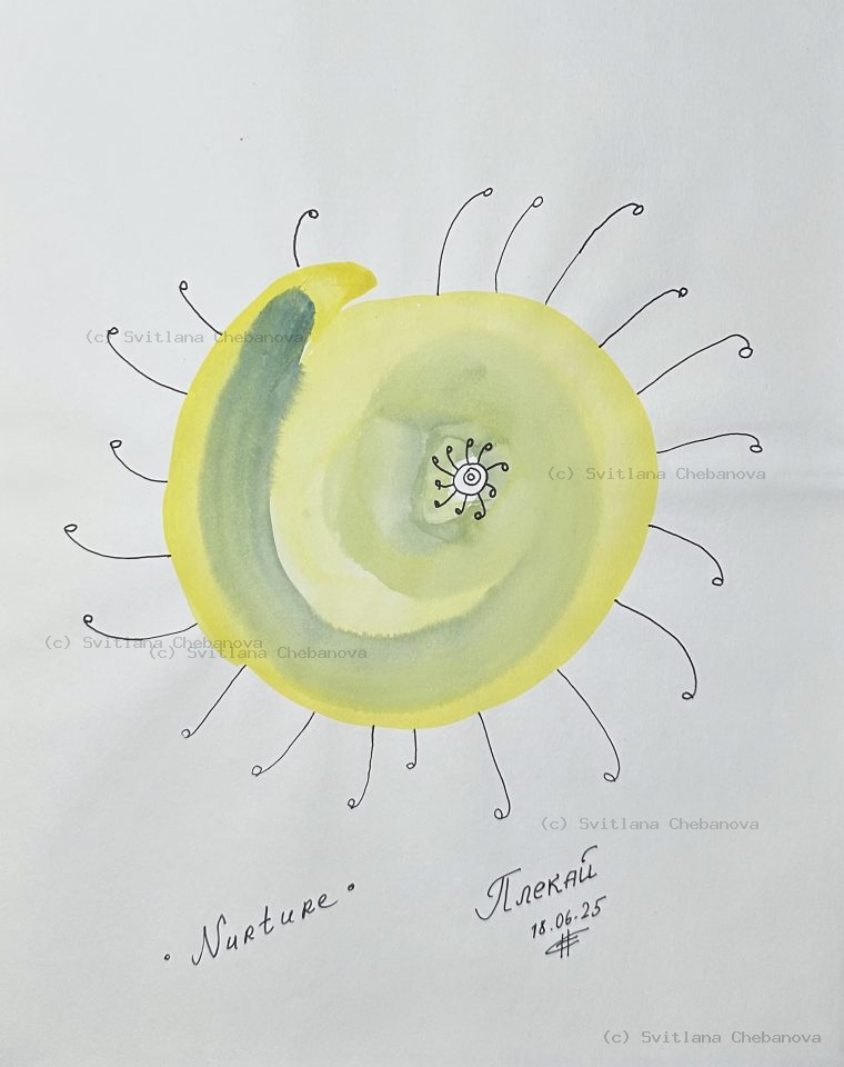 Angel artwork Day 169 - Blue green pink colored pencil geometric crystal star spirals light