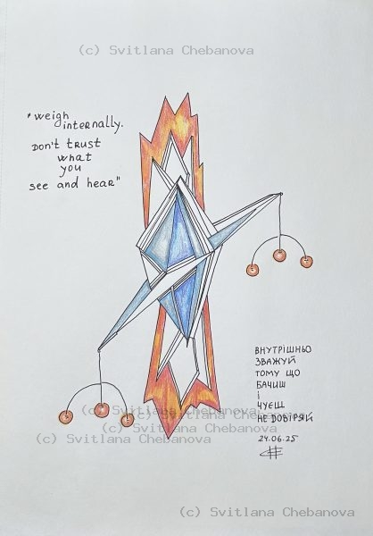 Angel artwork Day 175 - Green colored pencil geometric diamond orange circle dreamcatcher family