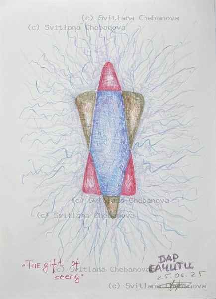 Angel artwork Day 176 - Blue watercolor flowing seahorse bird pearls circles playful