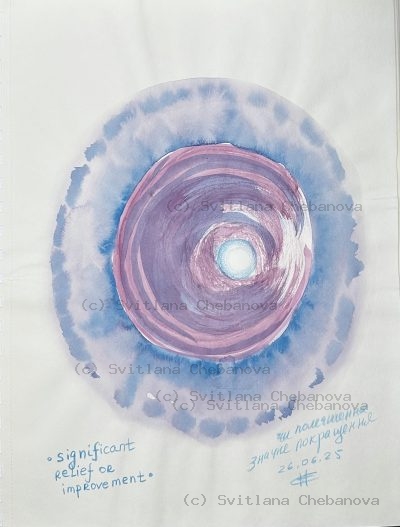 Angel artwork Day 177 - Purple pen watercolor vertical stripes wavy lines spheres adapt