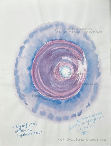 Angel artwork Day 177 - Purple pen watercolor vertical stripes wavy lines spheres adapt