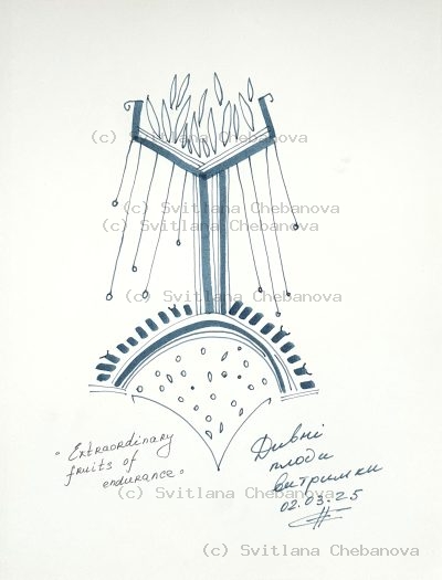 Angel artwork Day 61 - Blue pen torch chalice flames vertical lines