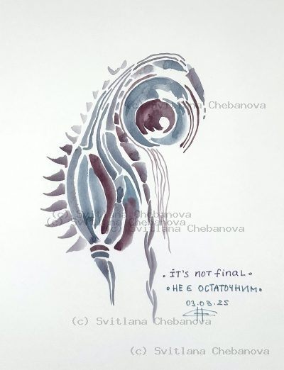 Angel artwork Day 62 - Gray blue burgundy watercolor seashell nautilus spiral