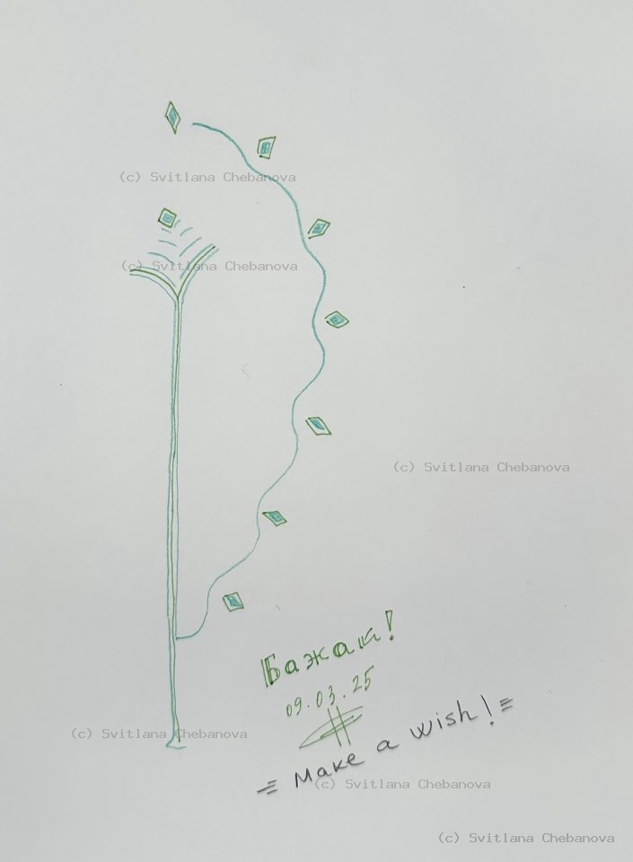 Angel artwork Day 68 - Green pen minimalist wand spray lines floating diamonds