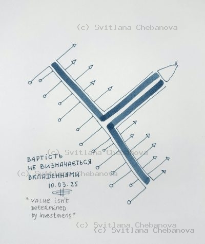 Angel artwork Day 69 - Blue pen marker crossed Y-shape multiple arrows crossroads