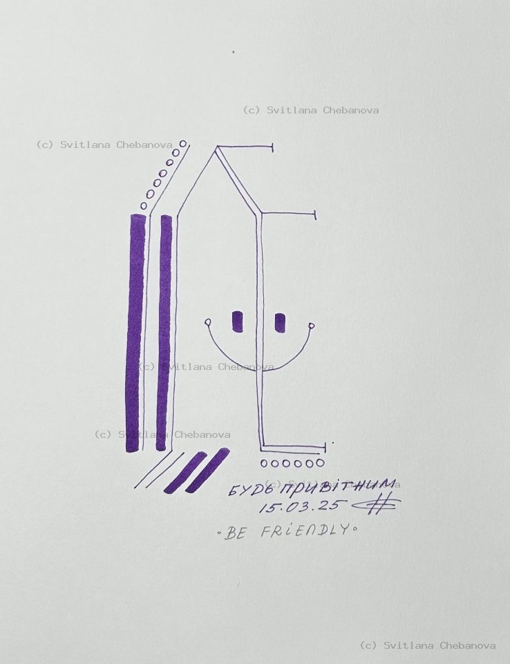 Angel artwork Day 74 - Purple marker pen abstract smiling face house circles