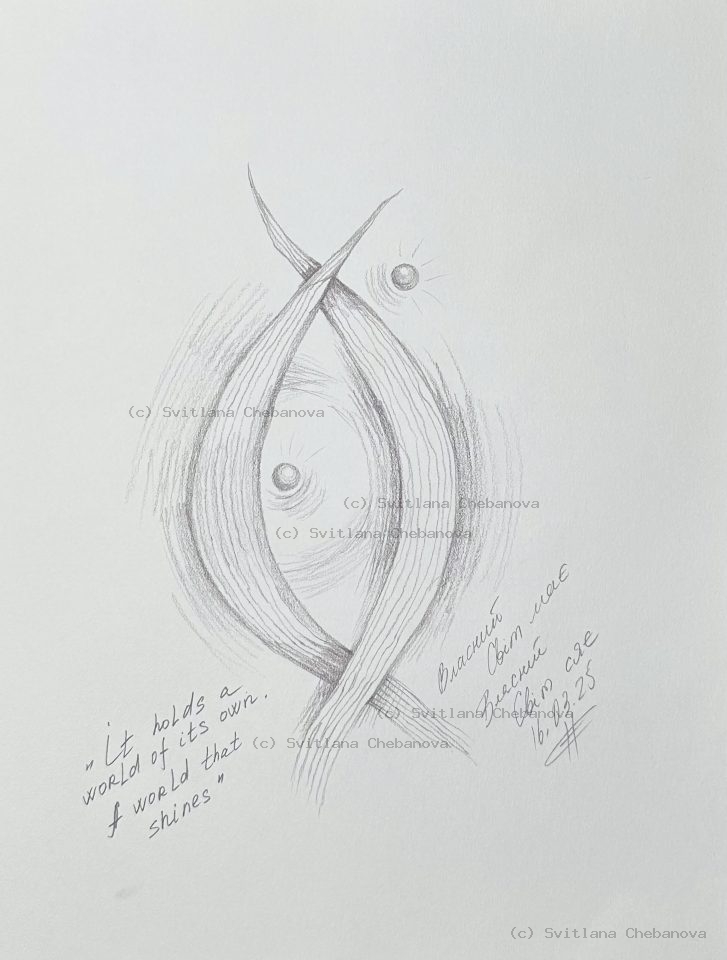 Angel artwork Day 75 - Pencil intertwined curved lines eye infinity hatching pearls