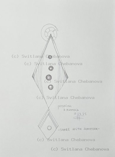 Angel artwork Day 76 - Pencil vertical diamond internal lines four circles pearls