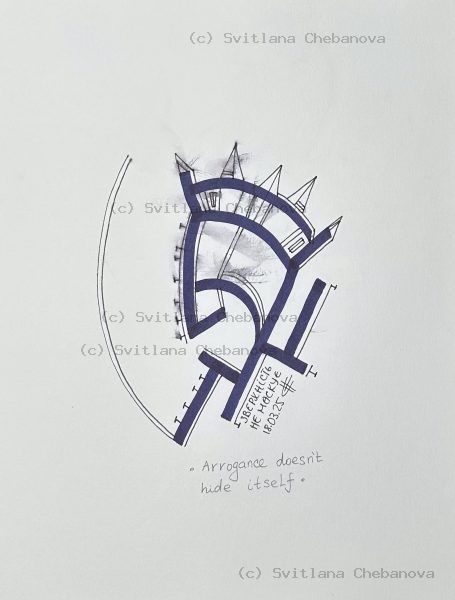 Angel artwork Day 77 - Blue pen marker abstract helmet crown spikes curved