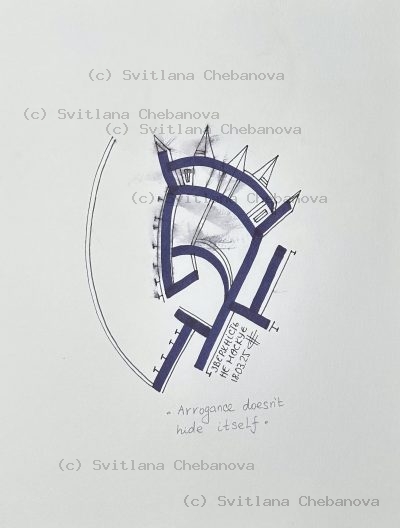 Angel artwork Day 77 - Blue pen marker abstract helmet crown spikes curved