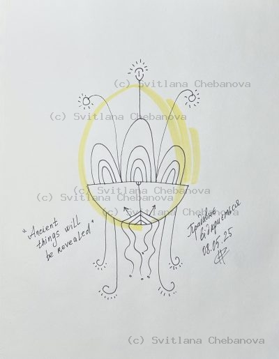 Angel artwork Day 128 - Yellow pen marker ornamental vessel lamp intricate lines suns