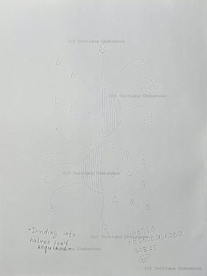 Angel artwork Day 133 - Pencil stylized tree plant clouds droplets leaves scattered