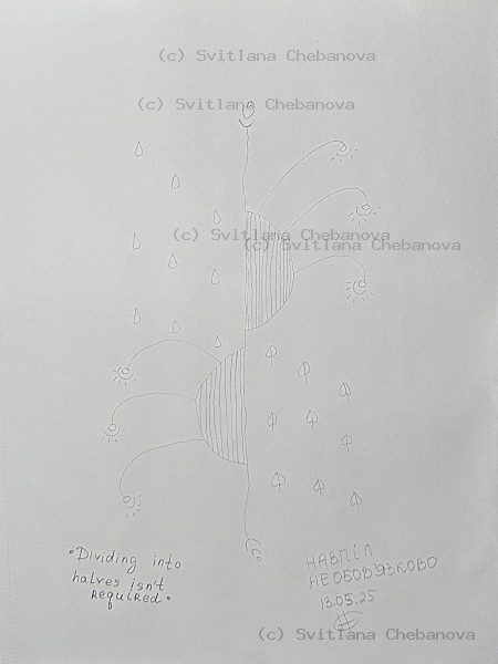 Angel artwork Day 133 - Pencil stylized tree plant clouds droplets leaves scattered