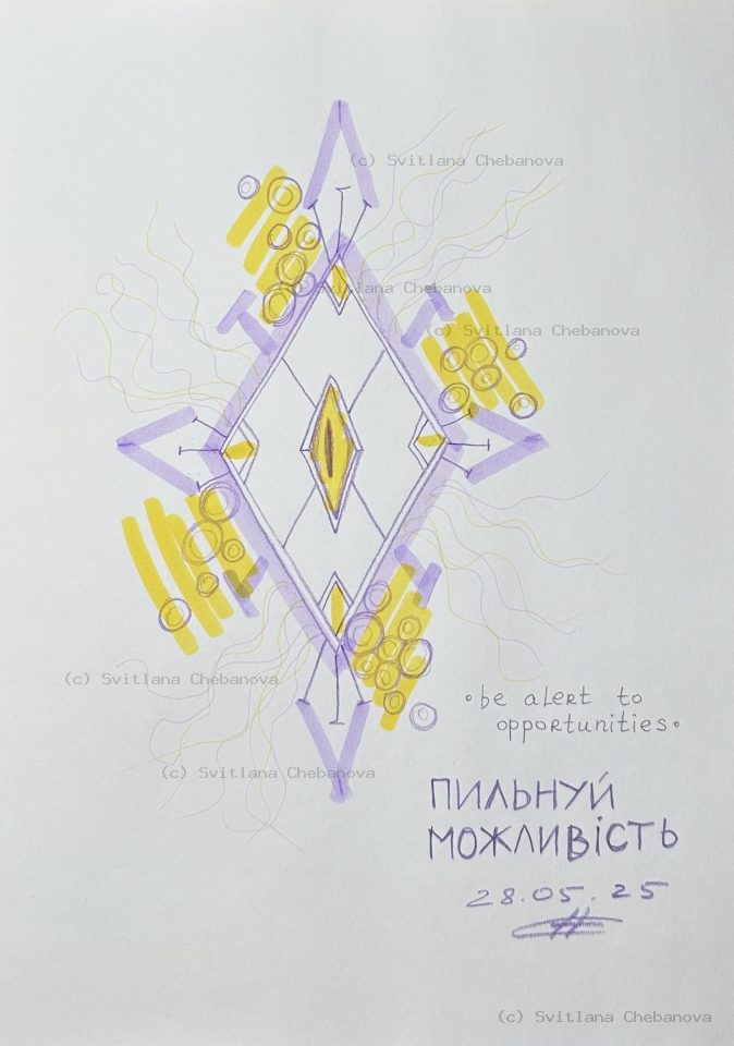 Angel artwork Day 148 - Purple pen yellow marker diamond mandala cylindrical logs tubes